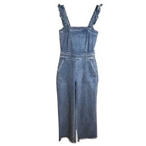 BlankNYC Jumpsuit Overalls Denim Ruffle Cotton Wide Leg Ankle Women’s Size 26